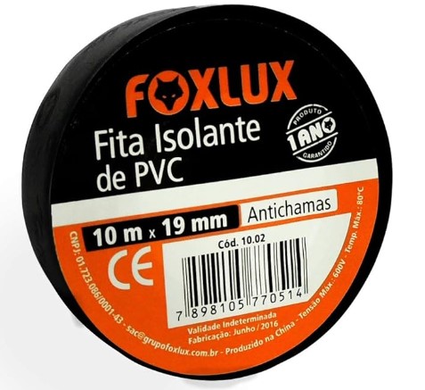 FITA ISOLANTE PRETA 10MX19MM - FOXLUX