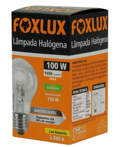 LAMPADA HALOGENA CLASSICA 100W 220V - FOXLUX