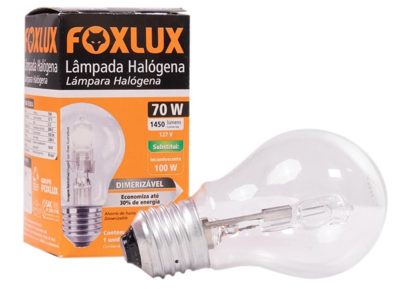 LAMPADA HALOGENA CLASSICA 70W 127V - FOXLUX
