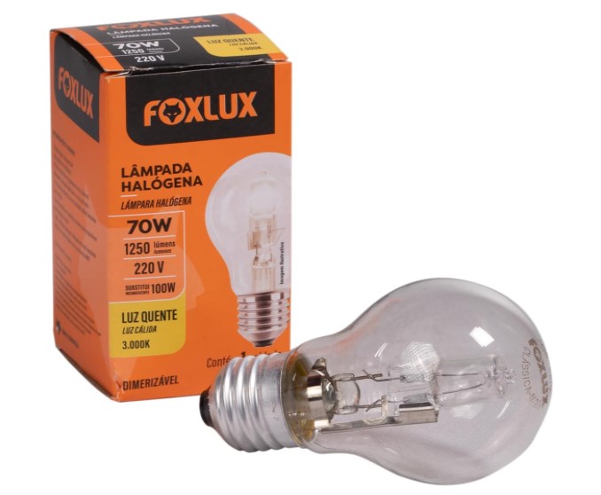 LAMPADA HALOGENA CLASSICA 70W 220V - FOXLUX