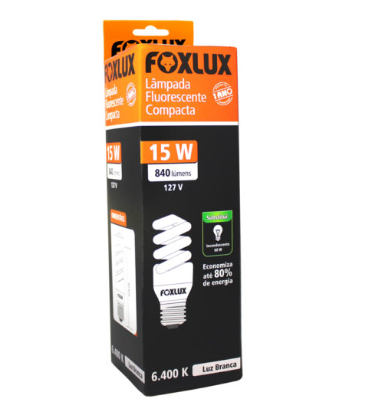 LAMPADA COMPACTA ESPIRAL 15W 12V - FOXLUX